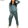 Factory Two Piece Sets Women Nightgrown Clothing Satin Leopard Pajama Set